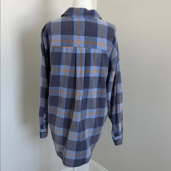 AERIE Blue and Orange Plaid Woman’s Shirt size XXS - Picture 5 of 8
